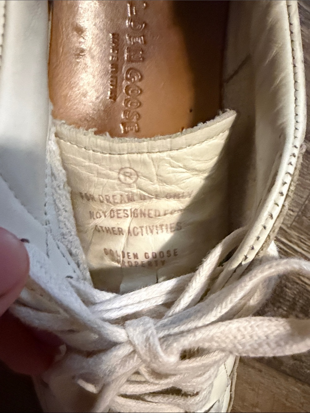 Cream Leather Low-Top Sneakers with Leopard Star Accent - Picture 4 of 8
